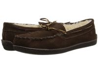 2016 Minnetonka Moccasin Slippers for Men - Pile Lined Hardsole - Chocolate Suede Online